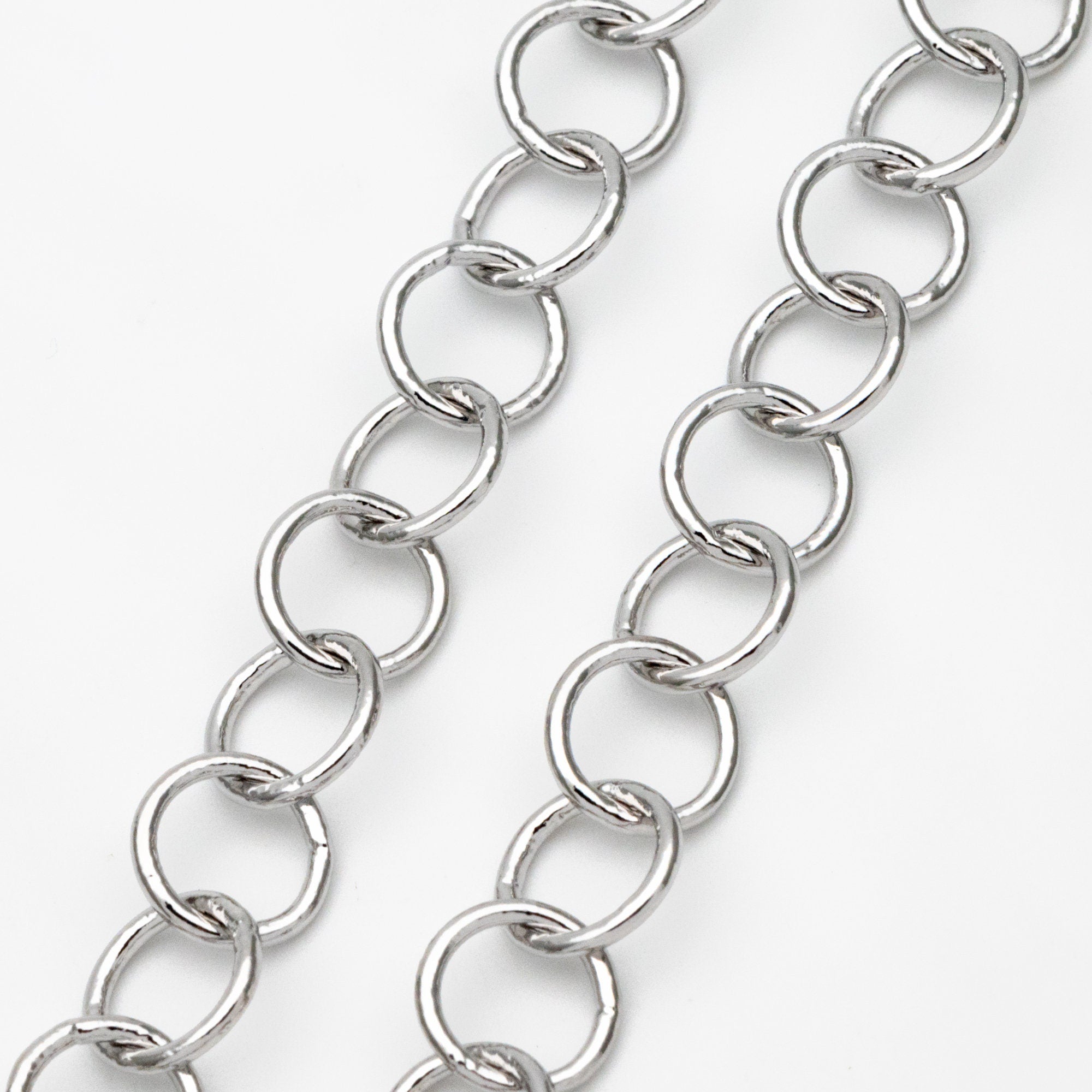 Gold/ Silver/ Rose Gold Round Loop Chain 8mm, 18K Real Gold/ Rhodium plated Brass, Circle Link Chains (#LK-413)/ 1 Meter=3.3ft